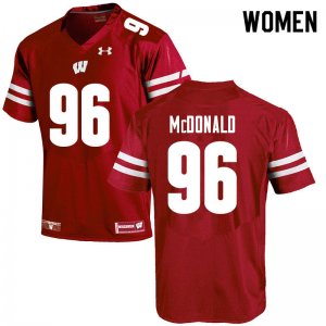 Women's Wisconsin Badgers NCAA #96 Cade McDonald Red Authentic Under Armour Stitched College Football Jersey ZQ31T22IS